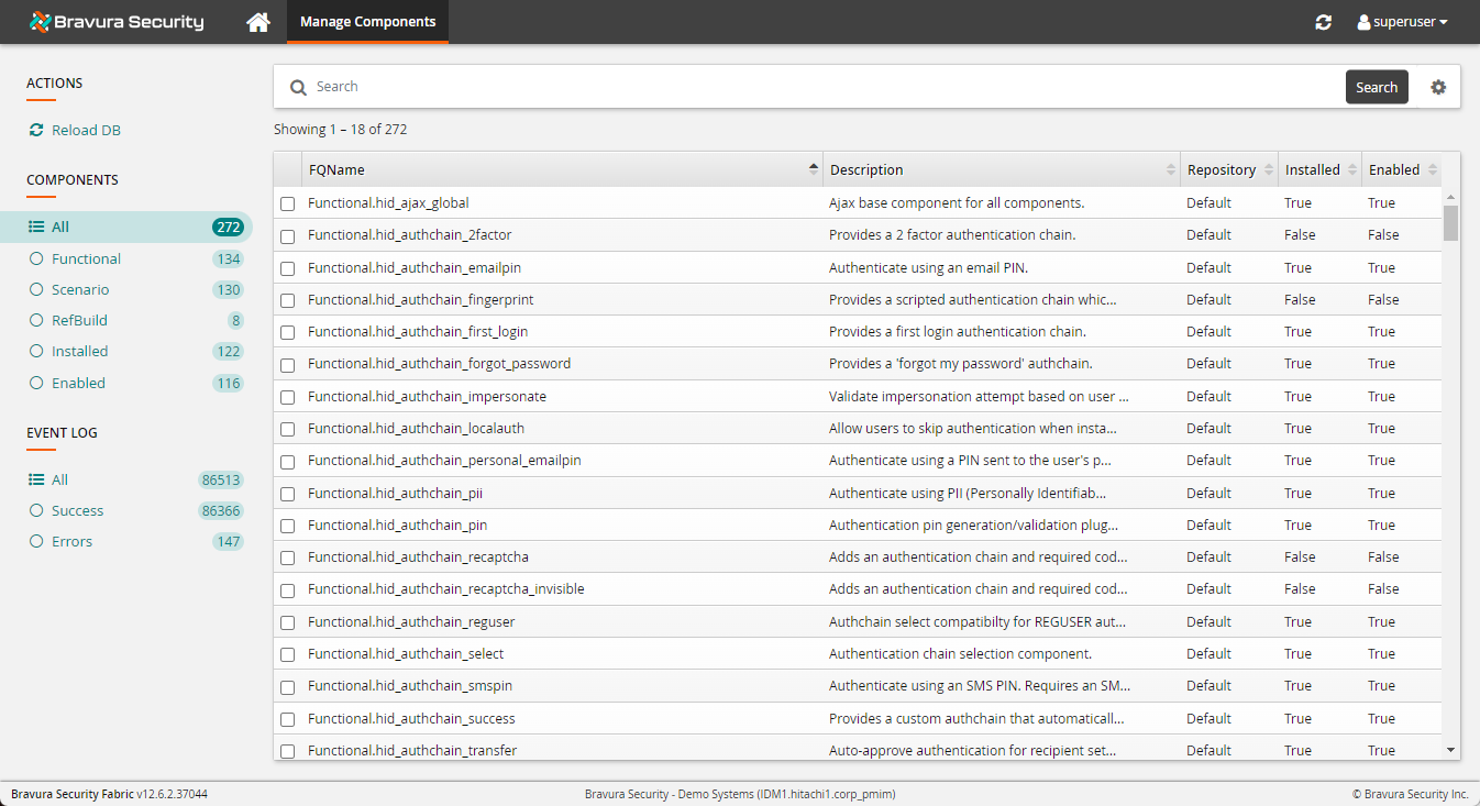 Manage components
