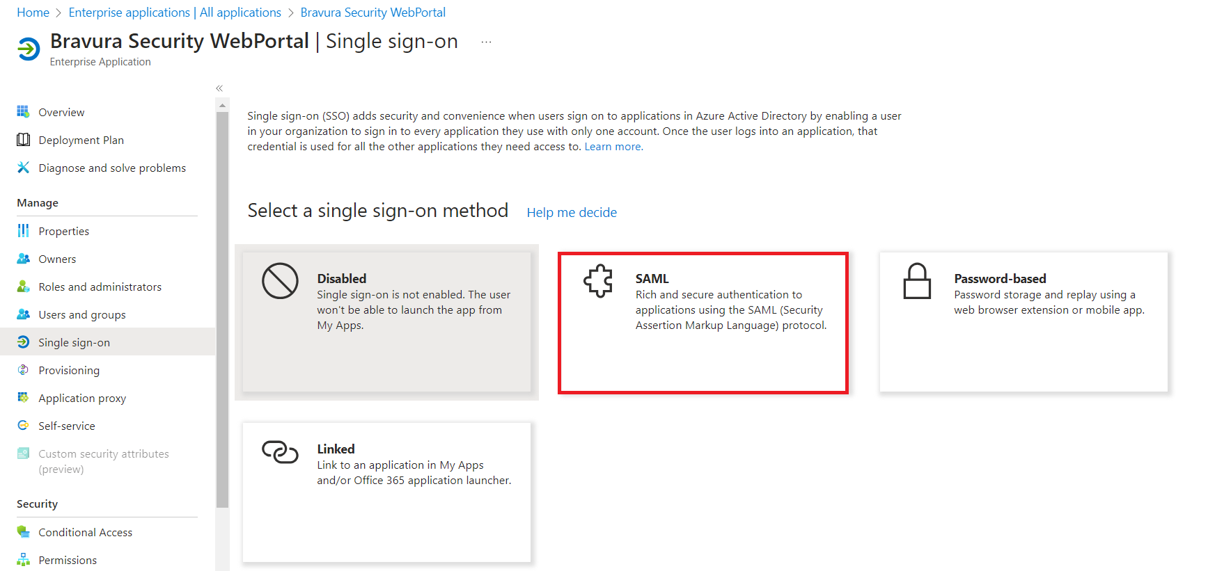 azure-select-saml